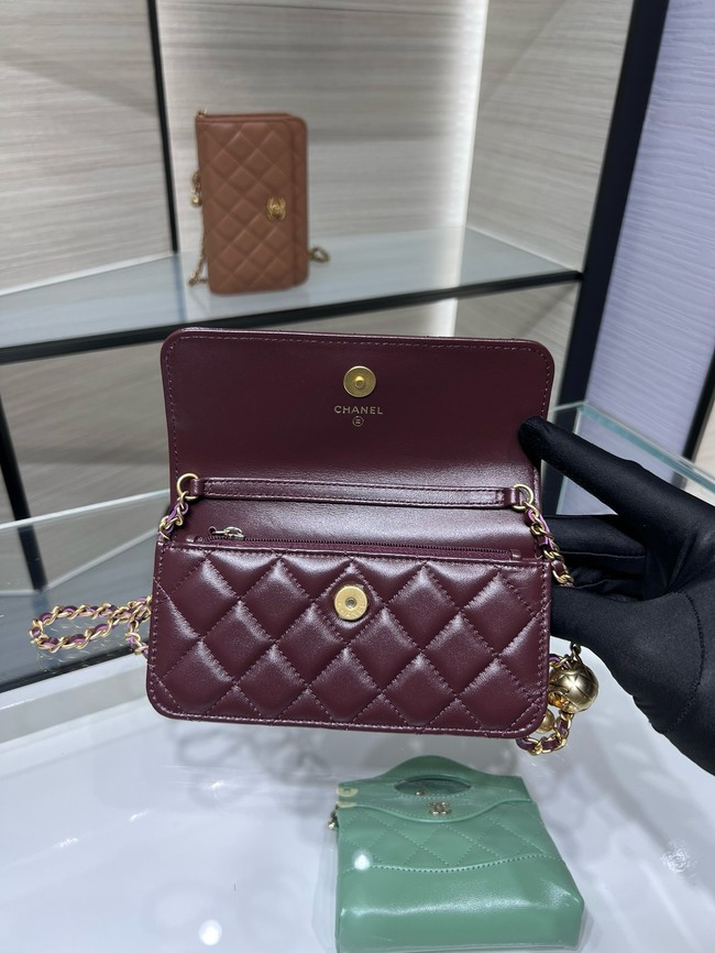 Chanel CLASSIC WALLET ON CHAIN AP3071 Burgundy