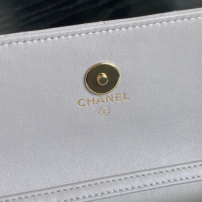 Chanel FLAP PHONE HOLDER WITH CHAIN AP4284 Gray