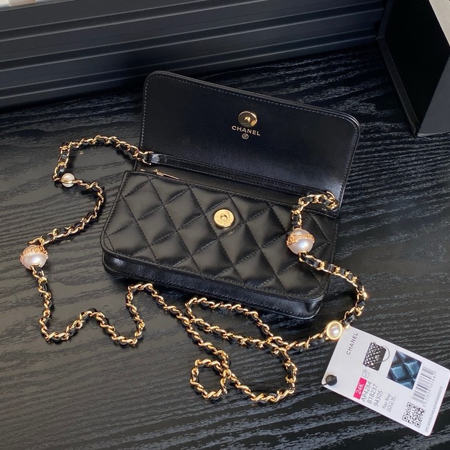 Chanel FLAP PHONE HOLDER WITH CHAIN AP4284 black