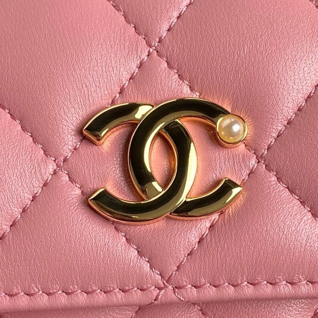 Chanel FLAP PHONE HOLDER WITH CHAIN AP4284 pink