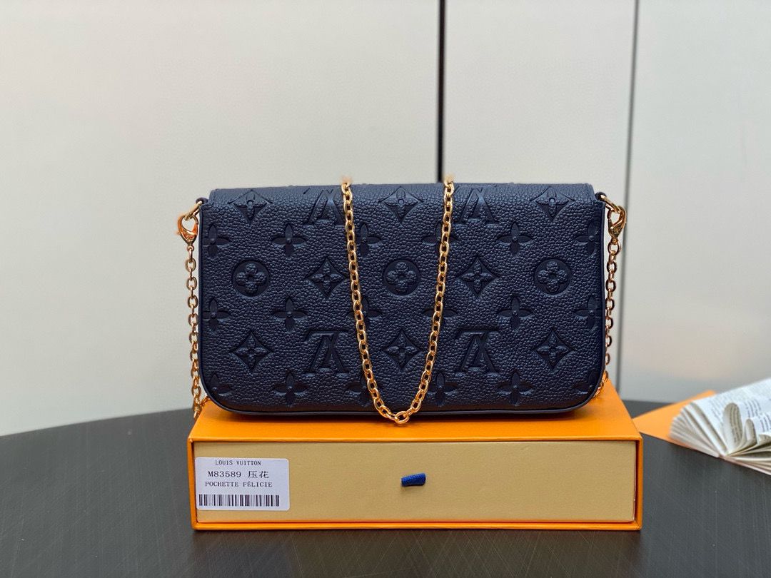 Louis Vuitton Monogram Empreinte Felicie Pochette M64065 M83589 Navy