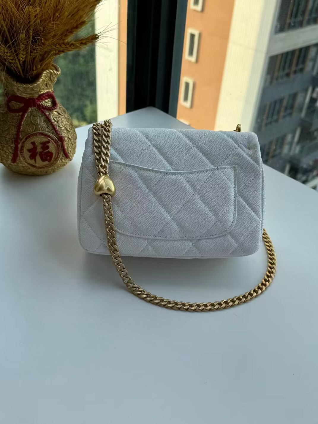 Chanel 23P Original Caviar Leather Mini Flap Bag AS3829 White