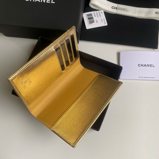 Chanel Leather & Gold-Tone Metal Wallet B80385 gold