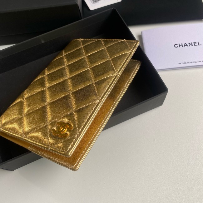 Chanel Leather & Gold-Tone Metal Wallet B80385 gold