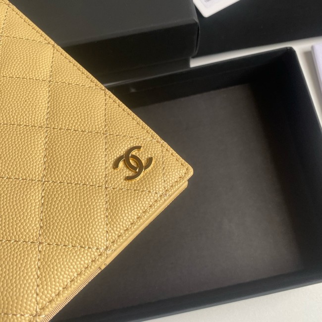 Chanel Calfskin Leather & Gold-Tone Metal Wallet B80385 yellow