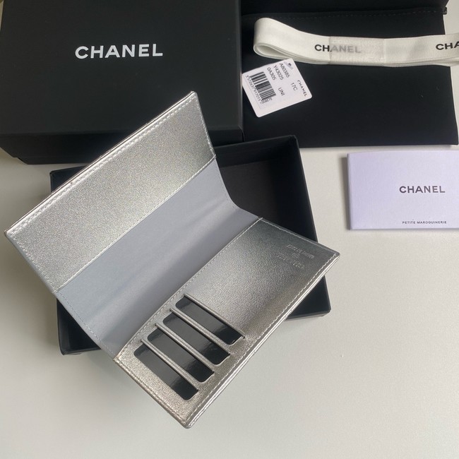 Chanel Leather Wallet B80385 Silver