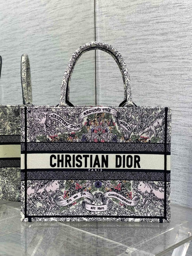 Medium Dior Book Tote Latte Embroider M1296ZEZE