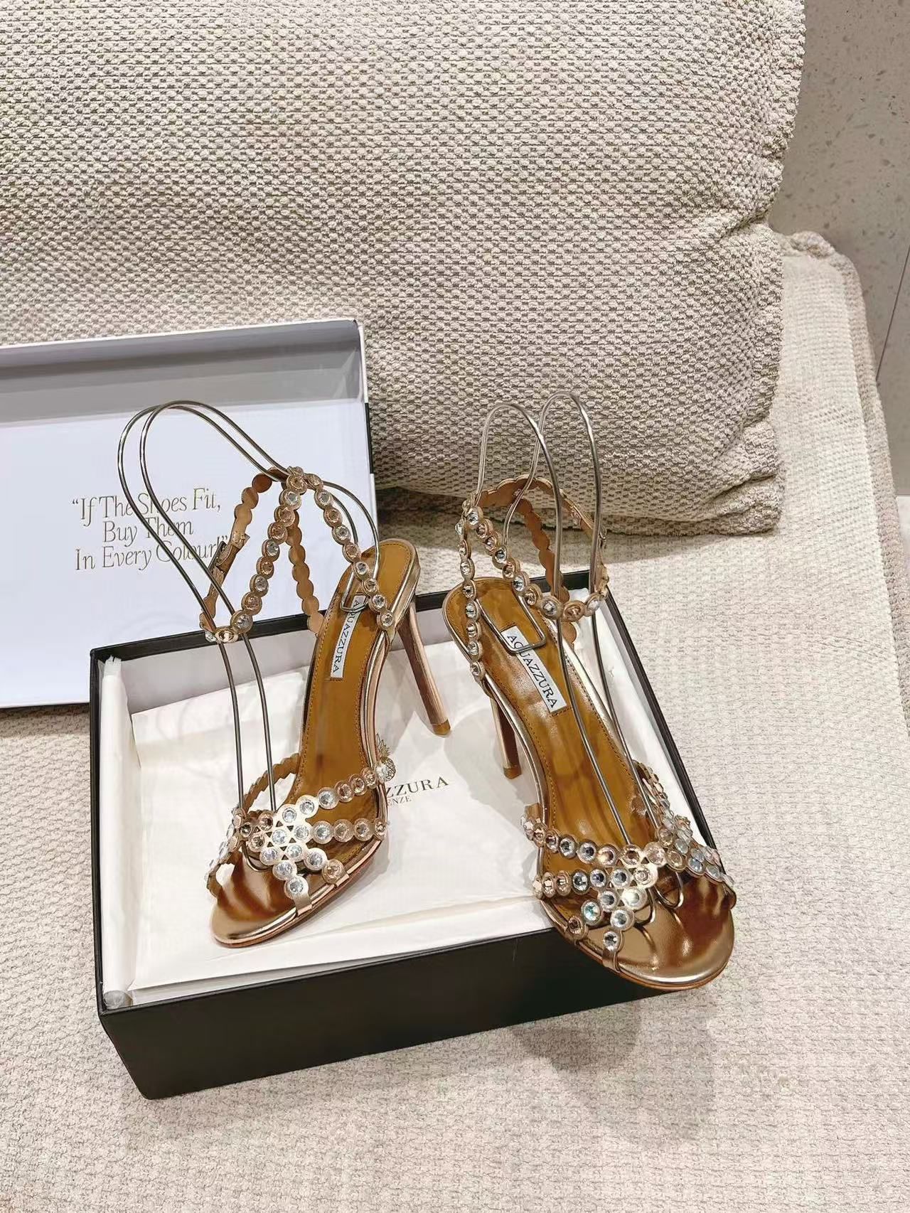 AQUAZZUR WOMENS SANDAL heel height 8.5CM 11966-11 Light Gold