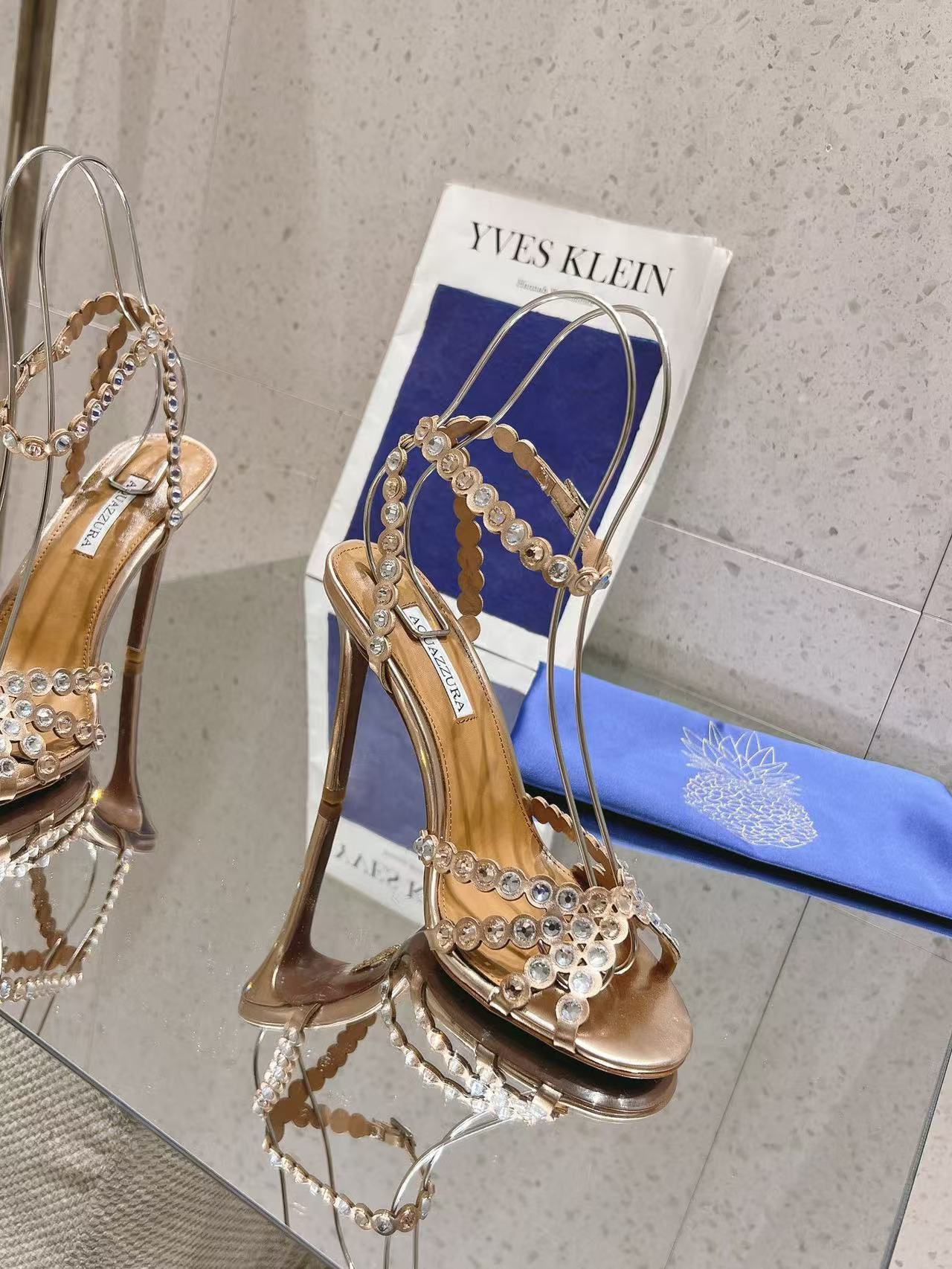 AQUAZZUR WOMENS SANDAL heel height 8.5CM 11966-11 Light Gold