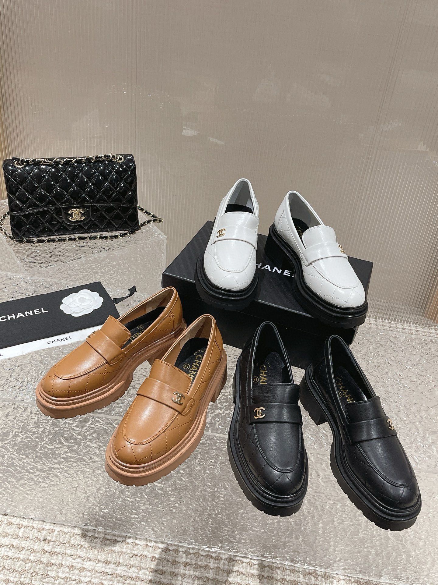 Chanel Loafers Shoes 45MM Heels 55880 Black