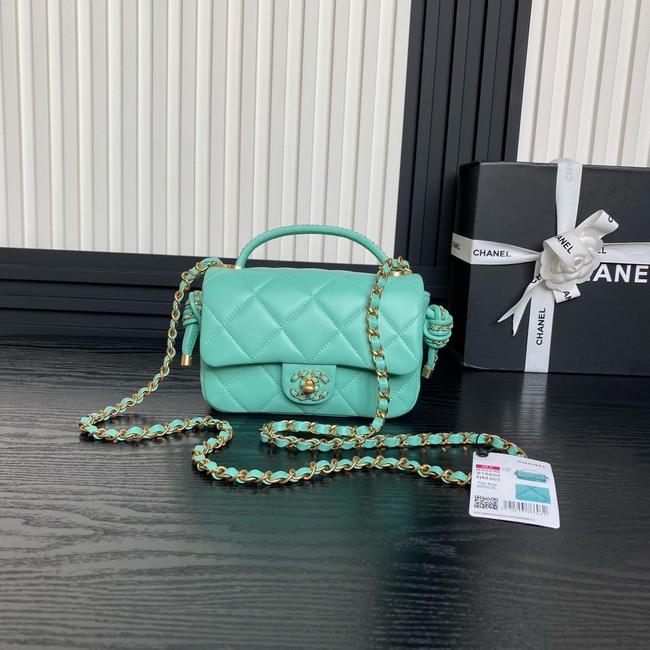 Chanel SMALL FLAP BAG WITH TOP HANDLE AS5298 GREEN