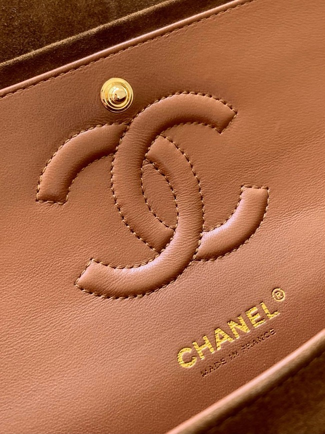 Chanel CLASSIC 11.12 HANDBAG velvet 1112 Brown