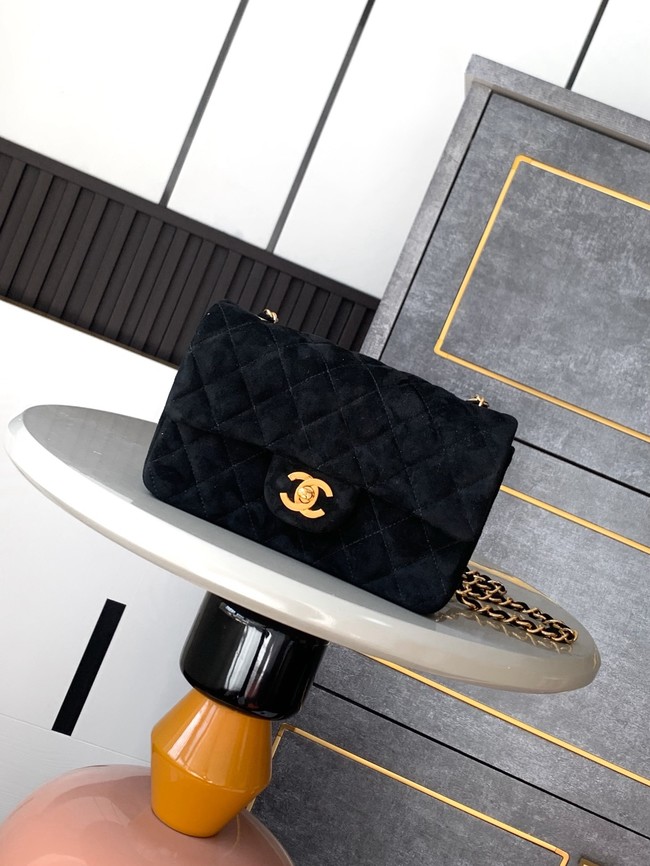 Chanel CLASSIC 11.12 SMALL HANDBAG velvet 1116 Black