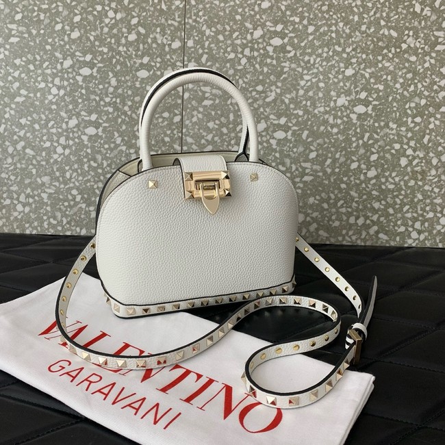 VALENTINO ROCKSTUD small grained calfskin handbag WB0Q69 white