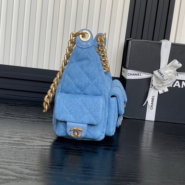 Chanel MAXI HOBO BAG Washed Denim AS5338 Blue