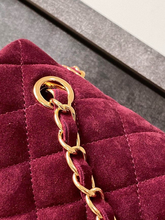 Chanel CLASSIC 11.12 HANDBAG velvet 1112 wine