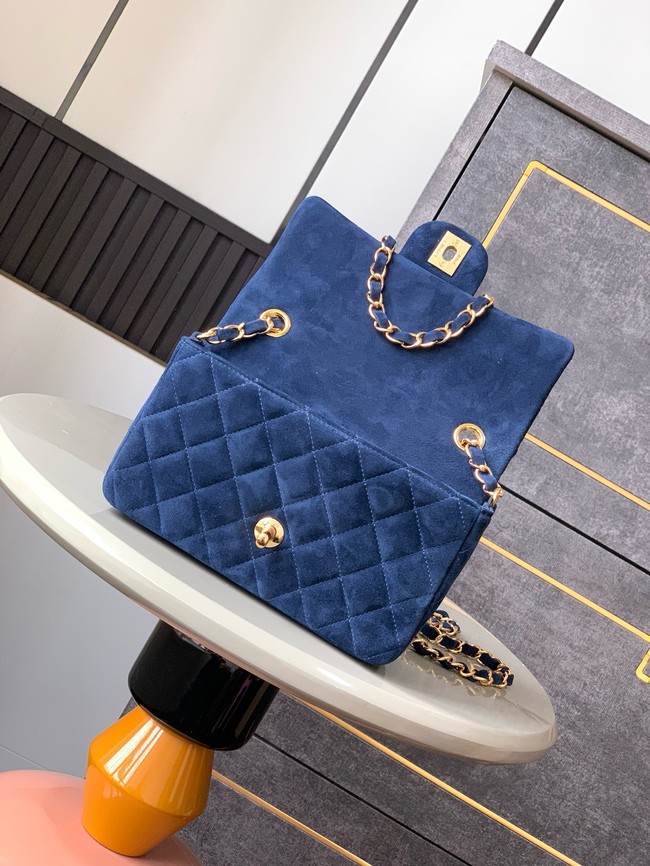 Chanel CLASSIC 11.12 SMALL HANDBAG velvet 1116 blue