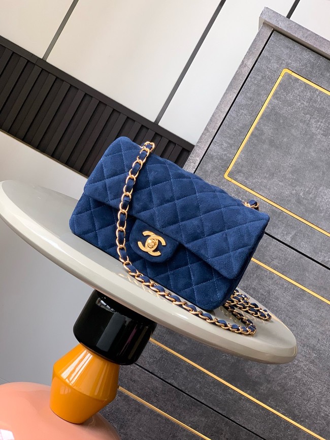 Chanel CLASSIC 11.12 SMALL HANDBAG velvet 1116 blue