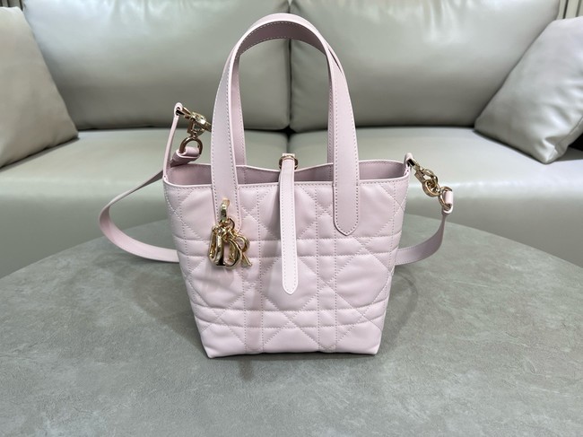 Small Dior Toujours Vertical Tote Bag pink Macrocannage Calfskin M2835OSNW