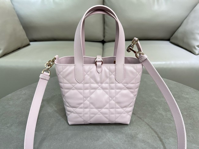 Small Dior Toujours Vertical Tote Bag pink Macrocannage Calfskin M2835OSNW