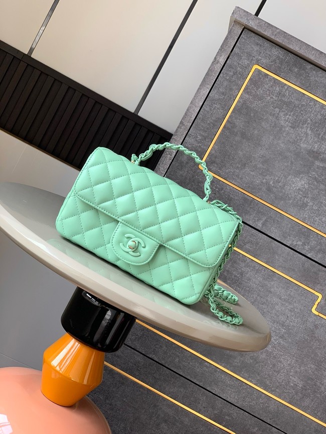 Chanel MINI FLAP BAG WITH TOP HANDLE AS5243 Light Green