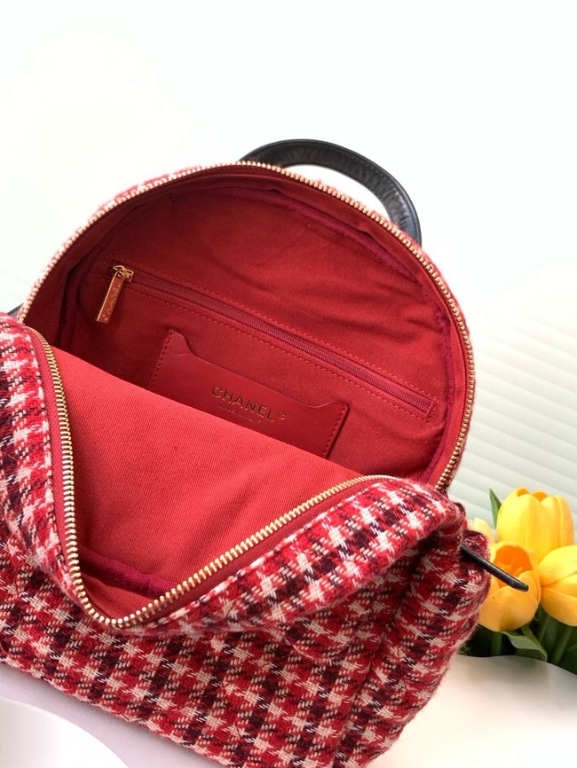 CHANEL BACKPACK Tweed AS5053 red