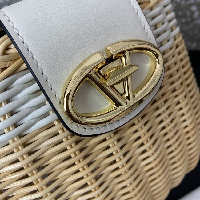 VALENTINO VLOGO SIGNATURE RAFFIA Shoulder Bag 5066 white