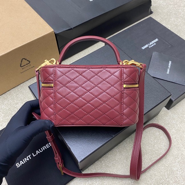 SAINT LAURENT GABY VANITY BAG IN LAMBSKIN 7667311 ROUGE CABERNET