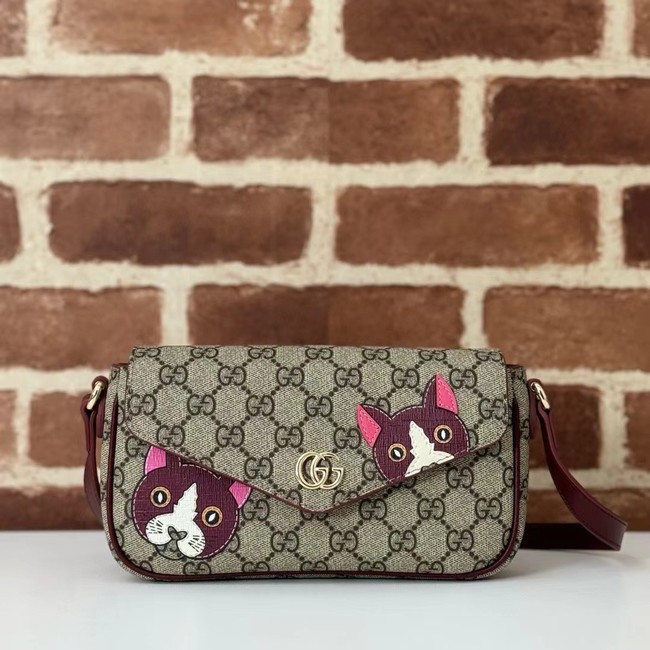 GUCCI GG MINI SHOULDER BAG WITH CAT DETAIL 818764