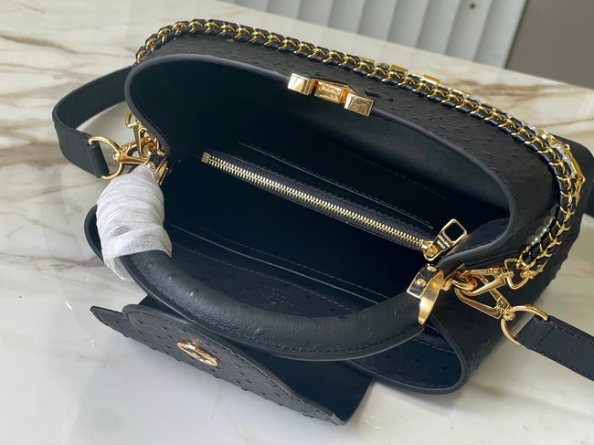 Louis Vuitton Ostrich Capucines BB M12345 black