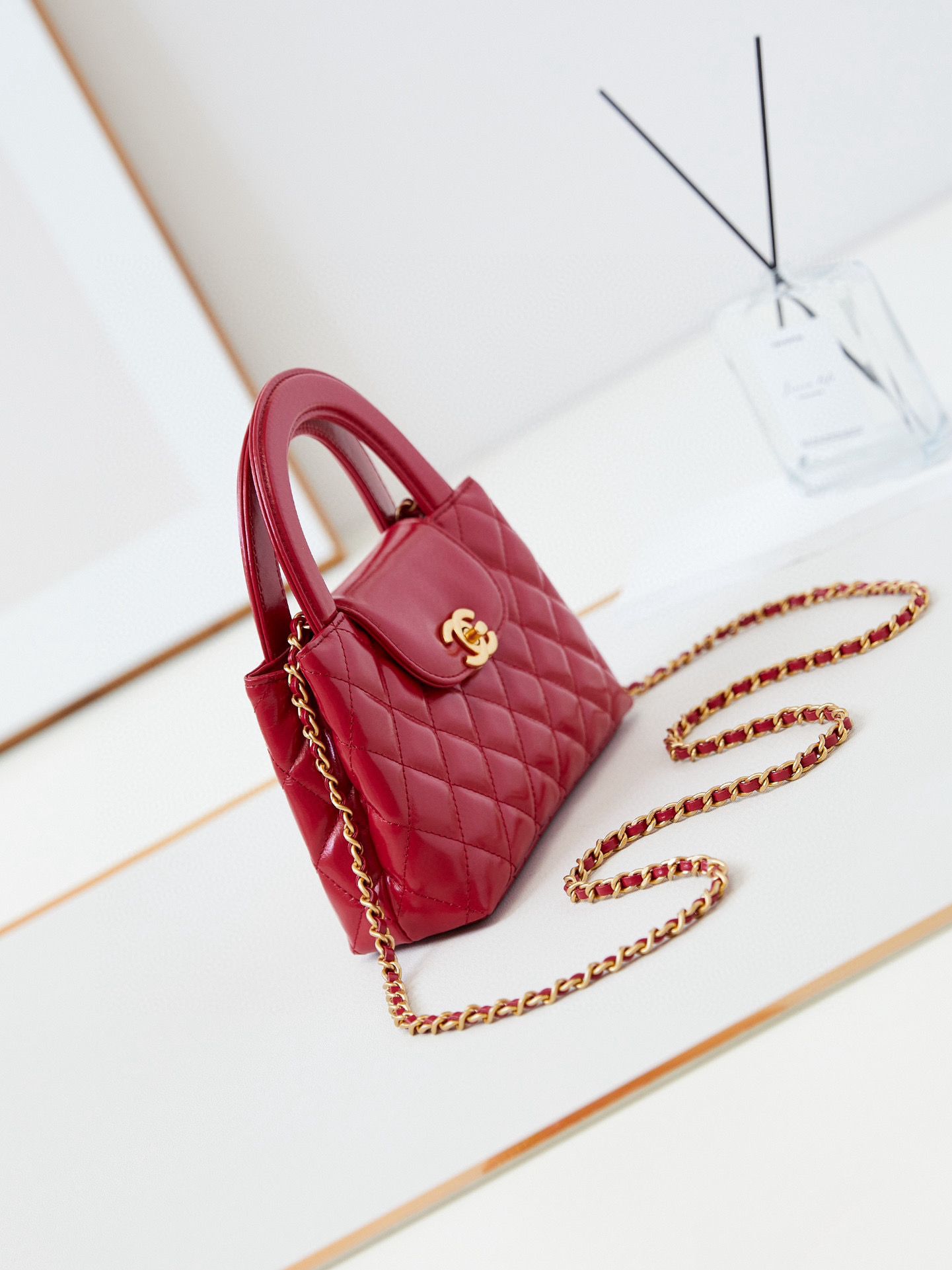 Chanel 23k Vintage Kelly Original Leather Top Handle Bag AS4416 Red