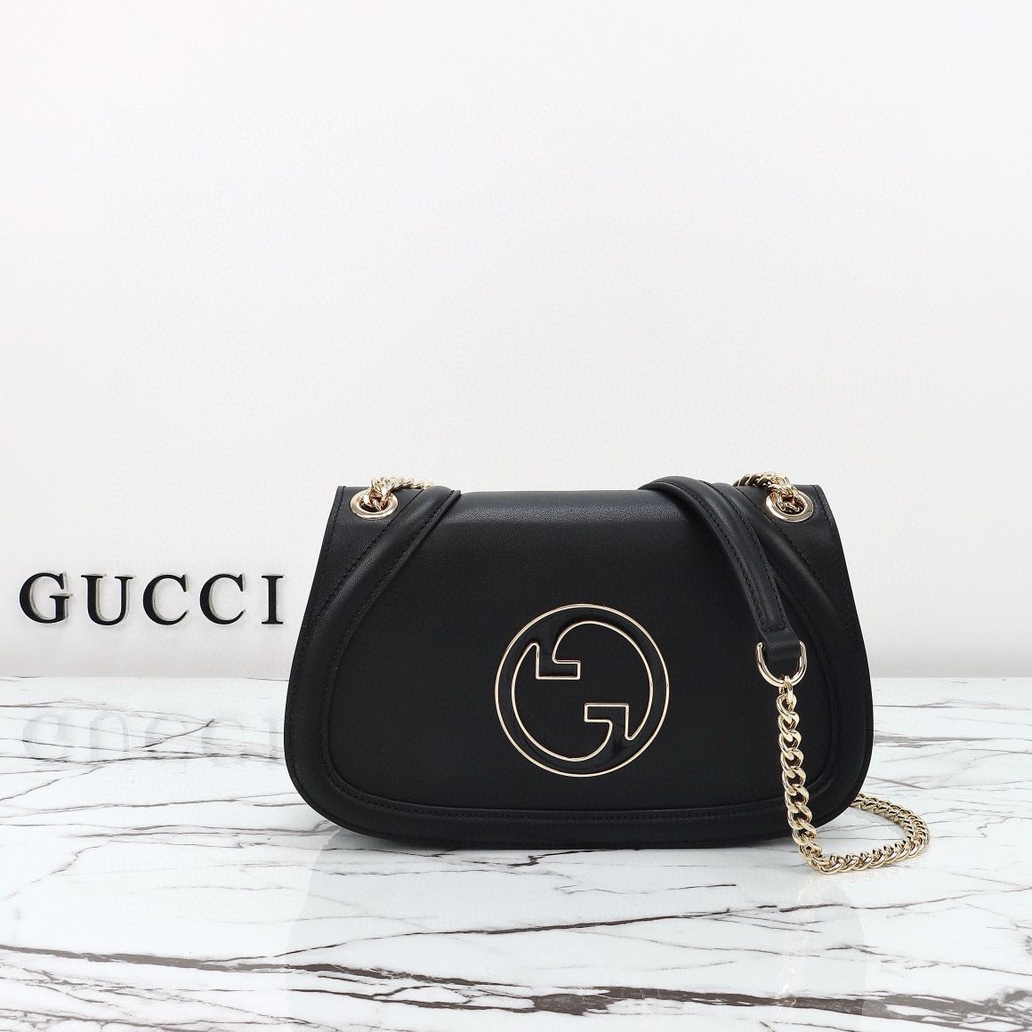 GUCCI BLONDIE SMALL SHOULDER Original Leather Bag 815715 black