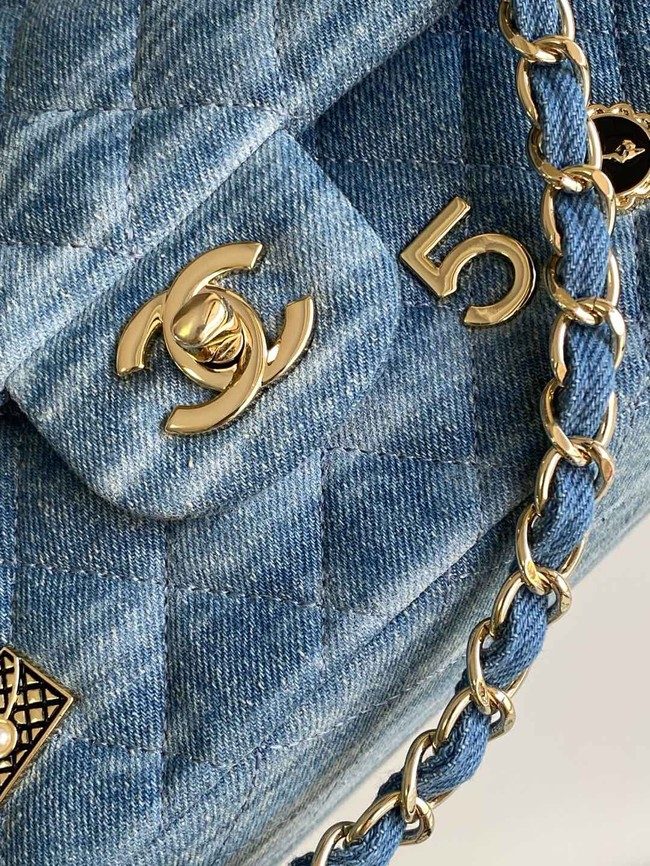 Chanel CLASSIC 11.12 HANDBAG AS1112 LIGHT BLUE