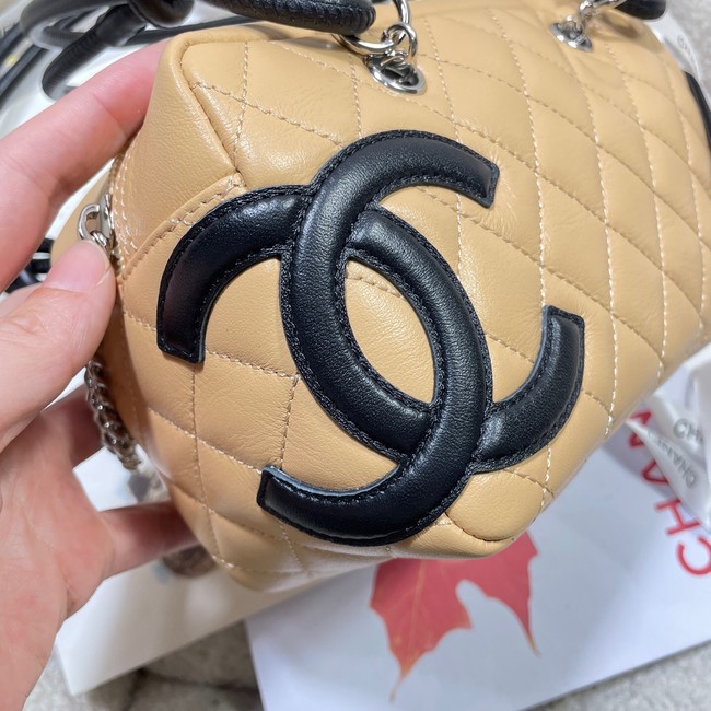 Chanel Sheepskin TOP HANDLE BAG AS8012 Apricot&black