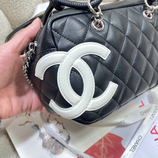 Chanel Sheepskin TOP HANDLE BAG AS8012 black&white