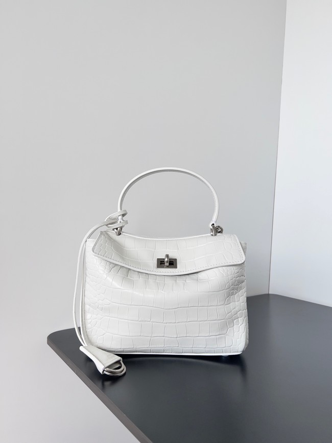 Balenciaga Rodeo Mini Handbag crocodile skin 795456 white