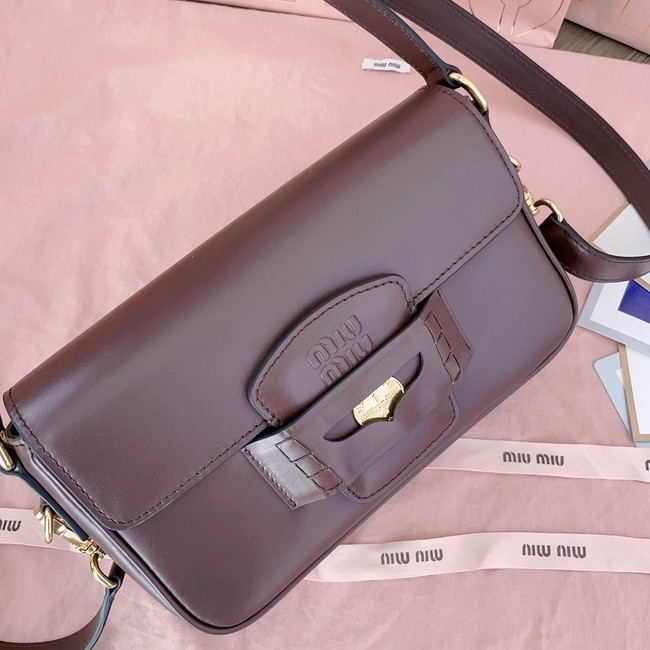 MIU MIU Leather Shoulder Bags 5BD270 Burgundy