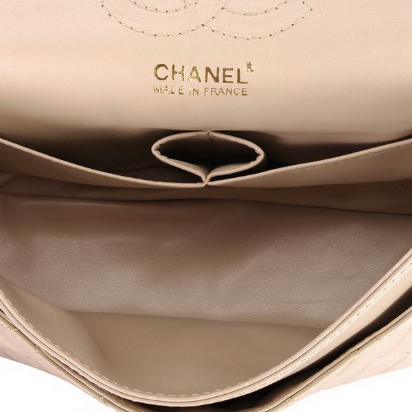 Chanel Classic 2.55 Series Flap Bag 1112 Apricot Leather Golden Hardware