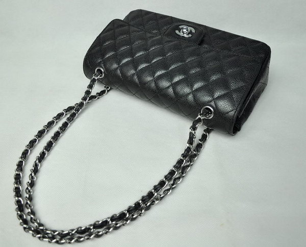 Chanel 2.55 Quilted Flap Bag 1112 Black with Silver Hardware