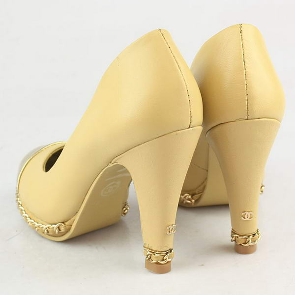 Chanel Golden Chain Sheepskin Pumps Apricot