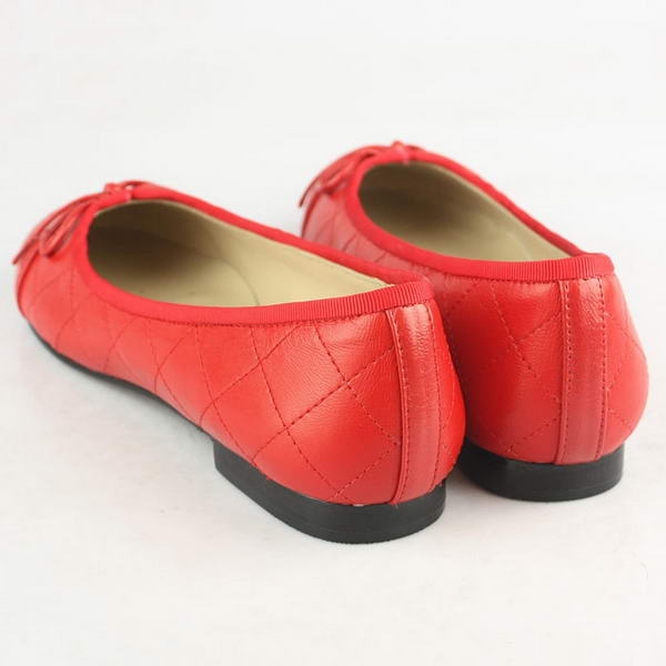 Chanel Stitching Sheepskin Flats Red