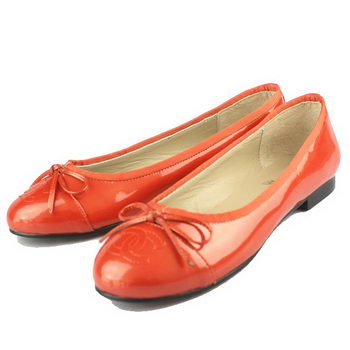 Chanel Patent Bowknot Toe Flats Orange