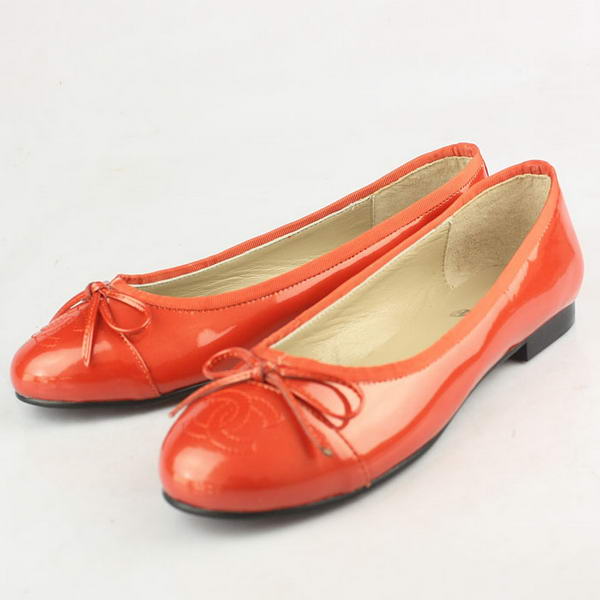 Chanel Patent Bowknot Toe Flats Orange