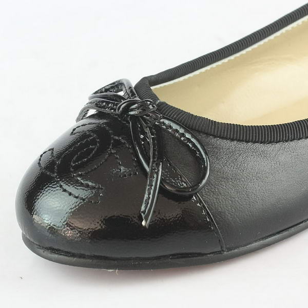 Chanel Ballerina Patent Toe Flats Black