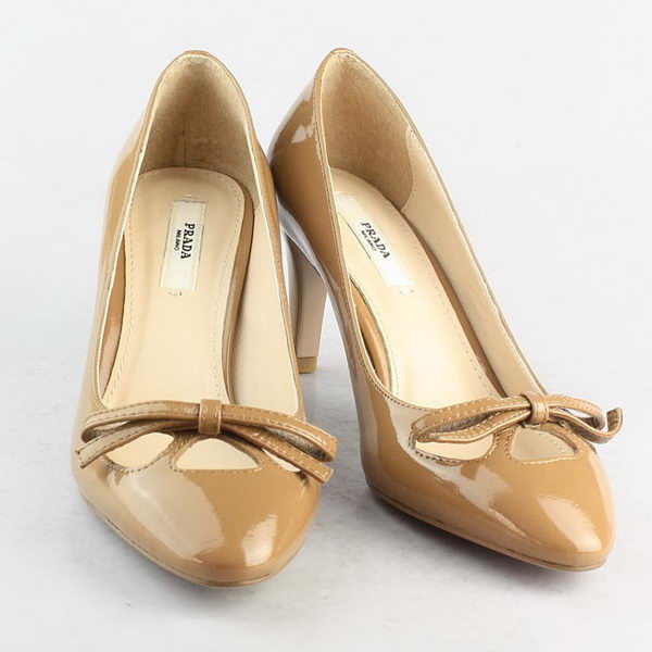 Prada Patent Leather Bow Pump PD090 Brown